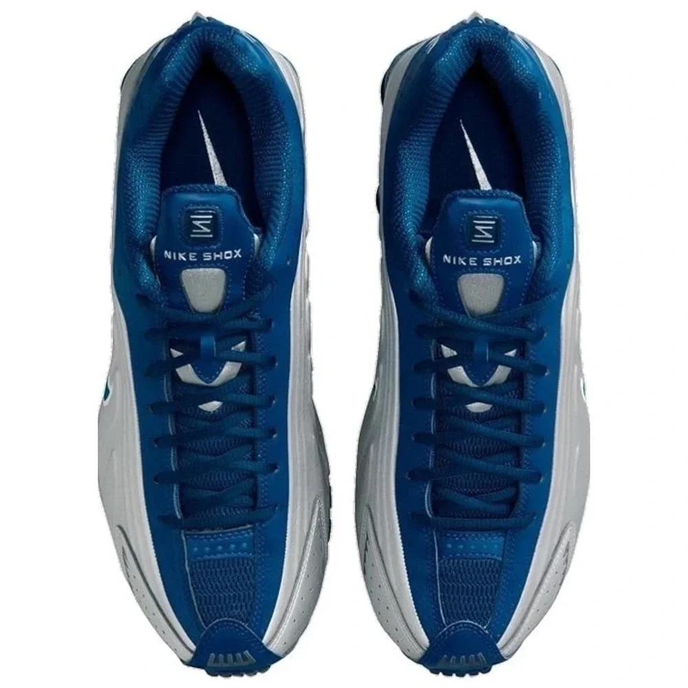 Nike Shox R4 Men's Size 10 1/2 Sneakers NO LID #IQ939 476 Blue Metallic Silver